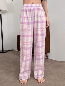 ชุดเสื้อกางเกง2ชิ้นพิมพ์ลายตัวอักษรกราฟิกแบบเรียบๆชุดนอนฤดูร้อนผ้าโพลีเอสเตอร์เนื้อนุ่ม - Product Image 4