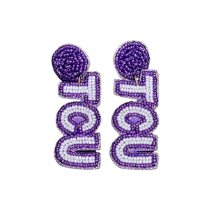 TCU Gameday Boucles d'oreilles perlées Grenouilles à cornes violettes Accessoires de bijoux de hayon - Product Image 1