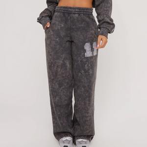 ชุดวอร์มผ้าฝ้ายฟอกสีกรดผ้าฟลีซยืดได้สำหรับผู้หญิง - Product Image 3