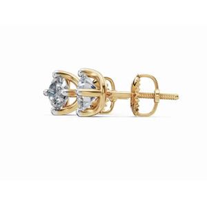 Bijoux en or 9 carats de qualité supérieure, clous d'oreilles solitaires ronds avec diamant de laboratoire de taille ronde, vente en gros B2B, fournisseur OEM, exportateur - Product Image 2