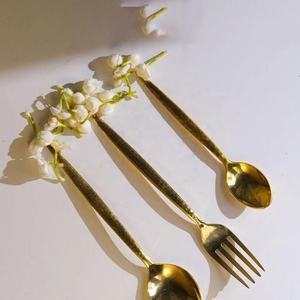 Metal Slim Handle Hammered Design Restaurant <b>Flatware</b> <b>Set</b> Silverware Dinnerware Tabletop Dining Accessories Premium Quality - Product Image 1