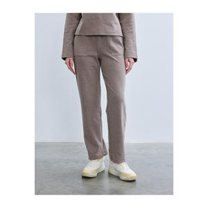 Pantalones de punto de pierna recta y cintura media para mujer con cintura elástica sin forro multicolor - Product Image 6