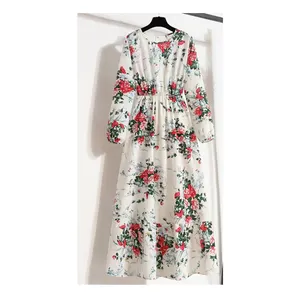 מכירה בלעדית של שמלת מידי טרנדית לעונת הסתיו 100% מחויבות איכות שמלת מידי פרחונית לנשים