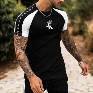 Vente en gros T-shirts pour hommes décontractés à manches courtes hauts à la mode respirant doux tissu tricoté vêtements de sport de grande rue - Product Image 6