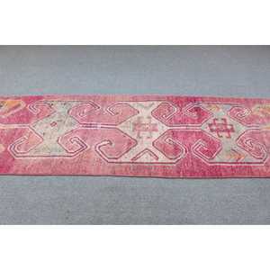 Tapis turc vintage 3x10,2 pieds, tapis rouge à carreaux Herki - Product Image 3