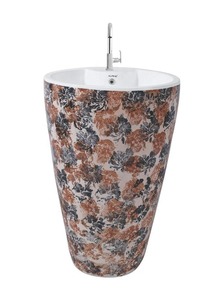 Productos sanitarios de alta calidad y a la moda Pedestal con lavado de manos Fregaderos de lavabo portátiles de una pieza con soporte gratuito al por mayor - Product Image 4