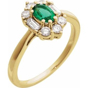 Anillo de Compromiso Stuller con Halo de Oro Amarillo de 14K 689138:603P con Gema de Circonio de 10mm y Baño de Rodio - Product Image 1