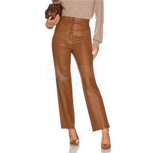 2025 sur mesure femmes pantalon en cuir respirant taille moyenne plat avant conception décontracté haute qualité droite hiver Collection faite - Product Image 6
