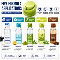Bouteille de boisson avec bouchon torsadé et compartiment séparé pour poudre, séparation solide-liquide, pour créatine, électrolytes, matcha, thé vert, café, logo personnalisé