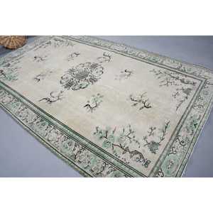 Grand tapis turc 6,46x10 pieds, tapis en laine vintage blanc patchwork - Product Image 1
