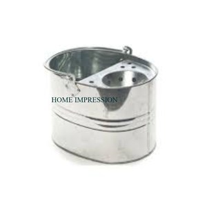 ถังไม้ถูพื้นโลหะชุบสังกะสีขนาดใหญ่พร้อมที่จับสีเทาใช้ในครัวเรือน - Product Image 4