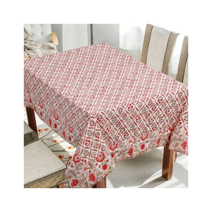 Elegant Minimalist Geometric Banquet <b>Table</b> Showstopper 100% Cotton Pink Lace Tablecloth With Floral Butterfly Pattern Washable - Product Image 1