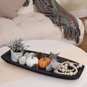 Cuenco de masa de madera, cuenco decorativo negro tallado a mano de 22 ", cuencos de masa de madera rústica, decoración para mesa de comedor de granja y hogar - Product Image 2