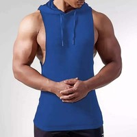 Camiseta Deportiva de Culturismo con Bordado 3D, Top Formal de Punto con Cuello Redondo, Corte Musculoso, Sin Mangas, con Capucha, de Spandex