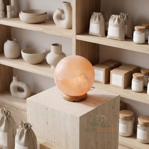 Lampe en sel rose de l'Himalaya en forme de boule, sculptée à la main, sphère de sel rocheux naturel, lumière de nuit décorative pour la décoration de la maison - Product Image 6