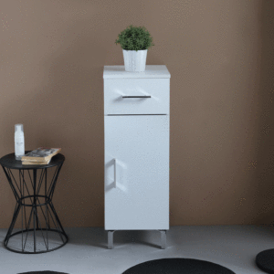 Ravenna White Floor-Standing Bathroom <b>Vanity</b> Unit <b>with</b> Doors and <b>Drawer</b> Elegant Bathroom Sets - Product Image 2