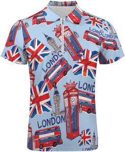 Polo informal ajustado al por mayor, Polo de manga corta de secado rápido con cuello bordado y gráfico, Polo transpirable para verano - Product Image 1