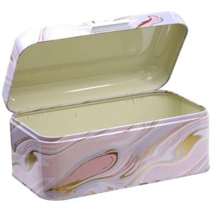 9L Rectangular Bread <b>Box</b> with <b>Hinged</b> Lid 209 x 365 x 120 mm Pink and Gold Marble Texture Food Storage & Container - Product Image 4