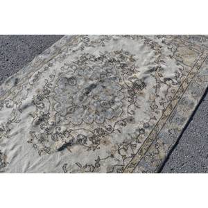 Clásico Beige gris 5,3X8,8 pies Alfombra de lana turca hecha a mano Patchwork sala de estar alfombra respaldo de látex rectángulo pasillo a rayas - Product Image 5