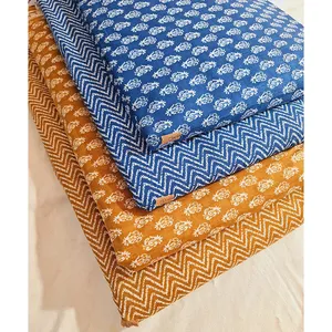 Nieuwe 2023 Multi-Color Groothandel Stof Indian Doek Textiel 100% Katoenen Kledingstof Materiaal Bloemen Handblok + Zeefdruk