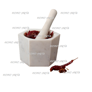 Ensemble de mortier et de pilon de couleur blanche en marbre pilon de mortier de taille personnalisée de forme ronde pour accessoires de cuisine - Product Image 5