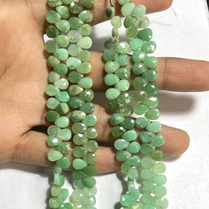 Perles de briolette en forme de poire à facettes de chrysoprase, perles en gros en forme d'amande calibrées pour la fabrication de bijoux - Product Image 6