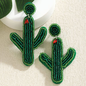 Nouveau élégant et polyvalent nouveau Design plante tropicale boucles d'oreilles pour femmes perles de bohème perles de riz fleur de cactus boucles d'oreilles pour femmes - Product Image 3