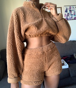 High Quality Oversized <b>Sherpa</b> Style <b>Fleece</b> Hoodie Set Custom Logo Winter Zipper Design for <b>Men</b> and Women - Product Image 6