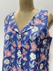 Blouse courte traditionnelle faite à la main, écologique, 100% coton, imprimé floral, style japonais, logo frontal, débardeur cintré, bouton - Product Image 3