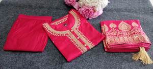 Élégant ensemble de Kurta en viscose de style Bollywood avec tenue ethnique festive en organza brodé Dupatta pour les fêtes d'été/d'hiver - Product Image 4