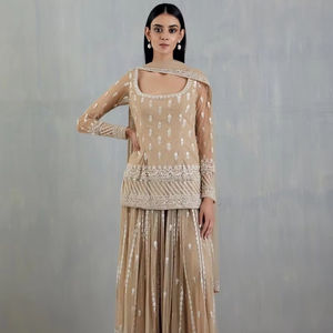 Costume Palazzo pour femme Antra Lifestyle, style Bollywood moderne, couleur vive, broderie en géorgette, séchage rapide, pour mariage - Product Image 1