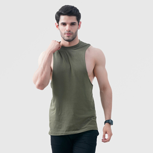 High Quality <b>Men's</b> Muscle Tank <b>Top</b> Solid Color Polyester Singlet for Workout Running Excellent Quality With Printed Decoration - Product Image 2