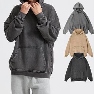 2025ใหม่เสื้อฮู้ดผู้ชายฟอกสีกรดปักลายไหล่ไม่มีโลโก้ผ้าฝ้าย100% สีดำรักษาความร้อนเป็นมิตรกับสิ่งแวดล้อมกันลม - Product Image 1