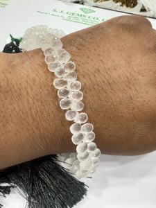 Lágrimas de cuarzo de cristal facetado natural, Briolette, tamaño de hebra de 8 pulgadas, 5-7mm, aproximadamente, corte de pera, cuentas de piedras preciosas de cuarzo, cuentas de piedra - Product Image 3