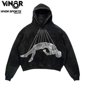 เสื้อฮู้ดผ้าคอตตอน100% ใส่ได้ทั้งชายและหญิงผ้าฟลีซปักโลโก้ขนาดใหญ่พิเศษสำหรับผู้ชายกำหนดน้ำหนักมาก350gsm ฤดูหนาว - Product Image 4