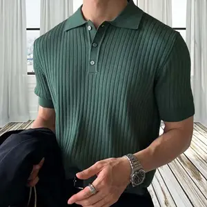 Men's Summer Polo Shirt Knitted Short-Sleeved Casual T-Shirt with Private Label