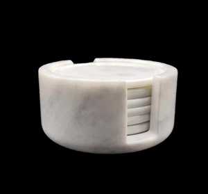 Juego de 6 Posavasos Redondos de Mármol Blanco, Hechos a Mano, para Té y Café, de Piedra Natural - Product Image 3