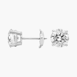 Pendientes de Diamantes Redondos Brillantes de Cuatro Puntas de Primera Calidad, 3.00 Ct, Diamantes Cultivados en Laboratorio en Oro de 14K, para Bodas, Compromisos y Fiestas - Product Image 2