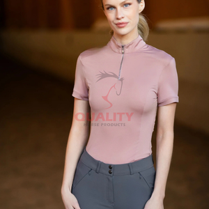 Camiseta atlética Ecuestre para mujer, tela elástica transpirable, elegante camisa de montar ligera de secado rápido que absorbe la humedad diseñada - Product Image 3