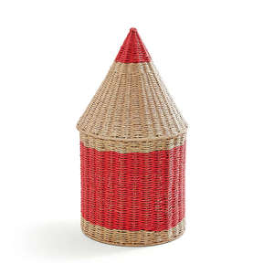 Pencil-Shaped Woven Paper <b>Laundry</b> Hamper <b>with</b> <b>Lid</b>, Large Capacity Handwoven Wicker Toy <b>Bin</b> for Playroom Made by VgreenArt - Product Image 1