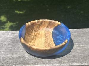 Bords naturels durables Bol de service en bois et résine époxy Cadeau de Noël Bol en résine de bois Ustensiles de cuisine Bol en résine de bois Turquoise - Product Image 6