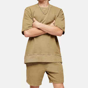 Tenue d'été pour hommes avec logo personnalisé en gros respirant 100% coton t-shirt surdimensionné et short décontracté ensemble délavé style uni - Product Image 4