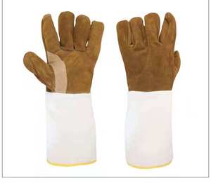 Guantes de trabajo de seguridad de cuero de vaca con logotipo personalizado/Color Premium - Product Image 1
