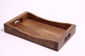 New Arrival <b>Rustic</b> Rectangle for <b>Wood</b> Handmade Multi-Functional Tray with Shiny Metal Handle for Wedding Occasions Decor - Product Image 3