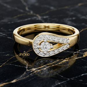 Bague en diamant rond en or 10 carats, diamant cultivé en laboratoire, halo torsadé, bijoux de fiançailles et de mariage pour femmes - Product Image 4