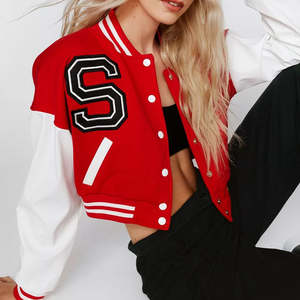 Blouson Bomber Universitaire Vintage Personnalisé OEM pour Femme, Style Letterman Brodé, en Coton Imperméable pour l'Hiver - Product Image 6