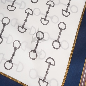 Designer Luxury Satin <b>Scarf</b> for Women 100% Satin Silk Hijab <b>Large</b> Square Designer Digital Printed Logo Square Style OEM - Product Image 6