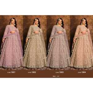 Lehenga Choli con Top de Malla y Mangas Bordadas con Codificación y Dupatta para Fiestas - Diseño Reversible para Todas las Temporadas - Product Image 3