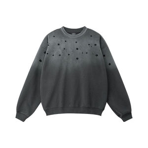 เสื้อสเวตเตอร์โอเวอร์ไซส์สำหรับผู้ชายผ้าคอตตอนผ้าเกล็ดปลาเสื้อสเวตเชิ้ตสำหรับผู้ชายซักเป็นกรดสำหรับผู้ชายใส่100% โลโก้ได้ตามต้องการ - Product Image 3