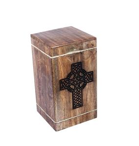 Hardwood Cremation <b>Urns</b> for Human Ashes Adult <b>Large</b> - Wooden Burial <b>Urn</b> for Columbarium (Celtic Cross 250 Cubic Inches) - Product Image 2
